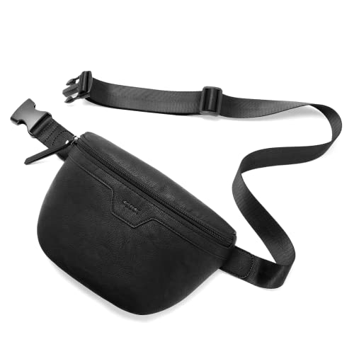 CLUCI Bauchtasche für Damen, wasserdichte Umhängetasche mit verstellbaren Trägern, veganes Leder, Schwarz, Einheitsgröße von CLUCI