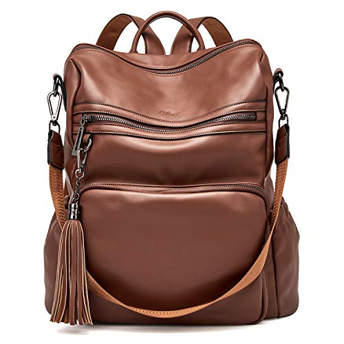 CLUCI Damen Rucksack Weiches Leder Groß Stylisch Frauen Designer Schultertasche Reiserucksack 2 in 1 Braun von CLUCI