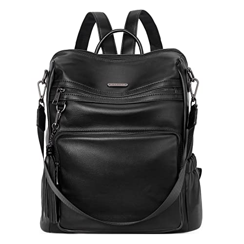 CLUCI Damen Rucksack Weiches Leder Groß Stylisch Frauen Designer Schultertasche Reiserucksack 2 in 1 Schwarz von CLUCI