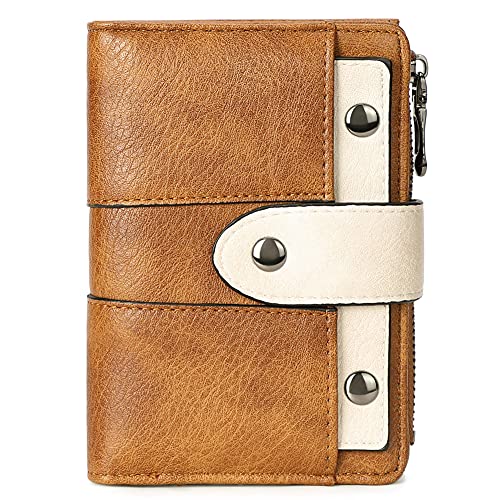 CLUCI Geldbörse Damen Leder Bifold Multi Mini Kartenhalter Organizer Designer Ladies Zipper Coin mit abnehmbarem ID-Fenster von CLUCI