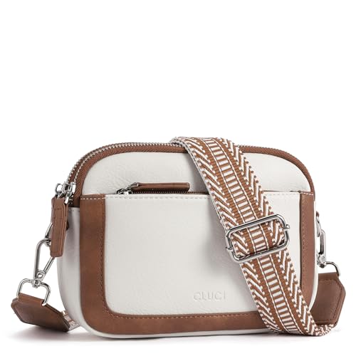 CLUCI Gürteltasche für Damen, Mini Everywhere Crossbody Hüfttasche Verstellbarer Riemen, Veganes Leder Damen Bauchtasche, E-1 Beige, Small, Bauchtasche von CLUCI