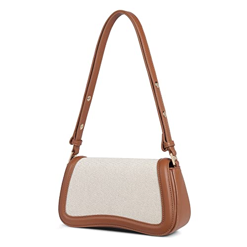 CLUCI Handtasche Damen, Klein Umhängetasche für Damen aus PU Leder, Modische Schultertasche mit verstellbarem,Beige mit Braun von CLUCI