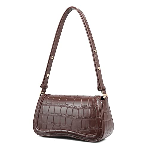 CLUCI Handtasche Damen, Klein Umhängetasche für Damen aus PU Leder, Modische Schultertasche mit verstellbarem,Kaffee von CLUCI