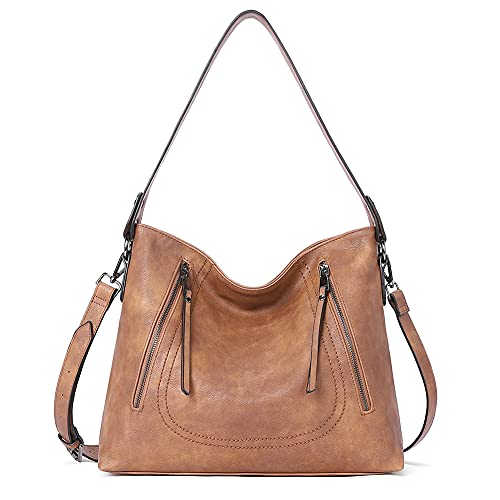 CLUCI Handtaschen für Frauen Leder Designer Hobo Tote Vintage Geldbörsen Damen Crossbody Schultertasche, braun, Large, von CLUCI