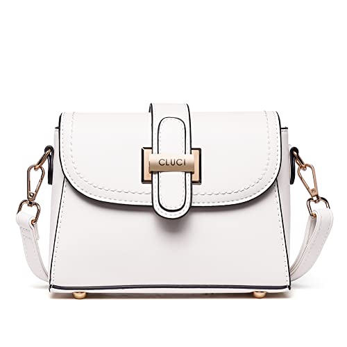 CLUCI Kleine Crossbody-Taschen für Frauen, Geldbörse, modisch, Leder, leichte Klappe, Handtaschen, Damen-Schultertasche, beige, Small von CLUCI