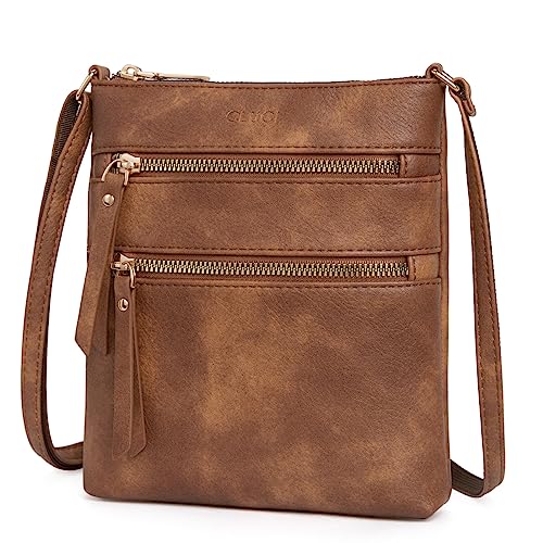 CLUCI Umhängetasche Damen Klein PU Leder Handy Umhängetasche Frauen Stilvoll Handytasche zum Umhängen Crossbody Schultertasche mit Quaste Braun von CLUCI