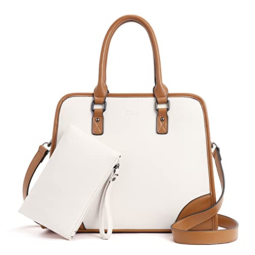 CLUCI Umhängetaschen für Frauen, veganes Leder, Geldbörsen, modische Tragetasche, Damenhandtaschen mit Clutch, 2 Stück, Beige mit Braun, von CLUCI