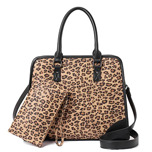 CLUCI Umhängetaschen für Frauen, veganes Leder, Geldbörsen, modische Tragetasche, Damenhandtaschen mit Clutch, 2 Stück, Leopardenmuster mit Schwarz, von CLUCI