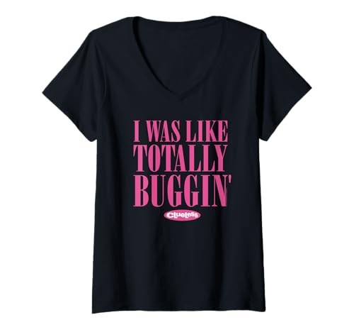Damen Clueless Totally Buggin' Cher Horowitz Zitat T-Shirt mit V-Ausschnitt von CLUELESS