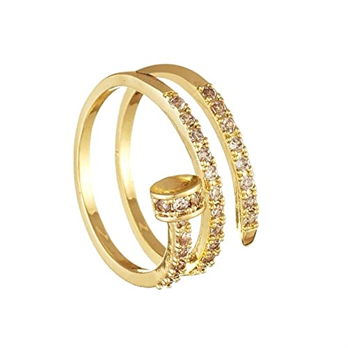 CLUEWR Ringe Mode Zarte Geschenke Mikroset Edelsteine Verstellbarer Ring Geburtstag für Mädchen, Metall von CLUEWR
