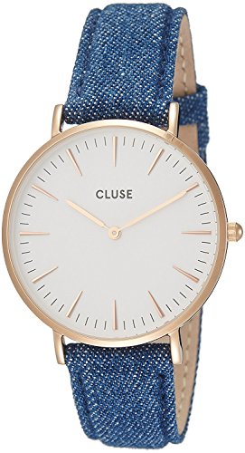 Cluse Unisex Erwachsene Digital Quarz Uhr mit Leder Armband CL18025 von CLUSE