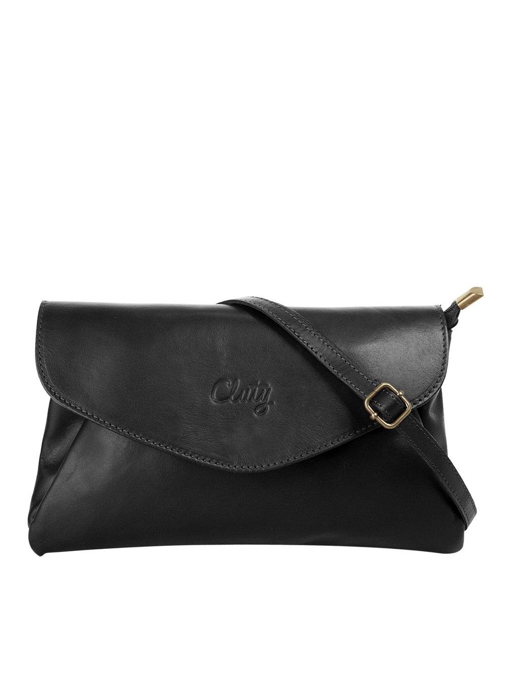 Cluty Abendtasche Damen Leder, schwarz von CLUTY