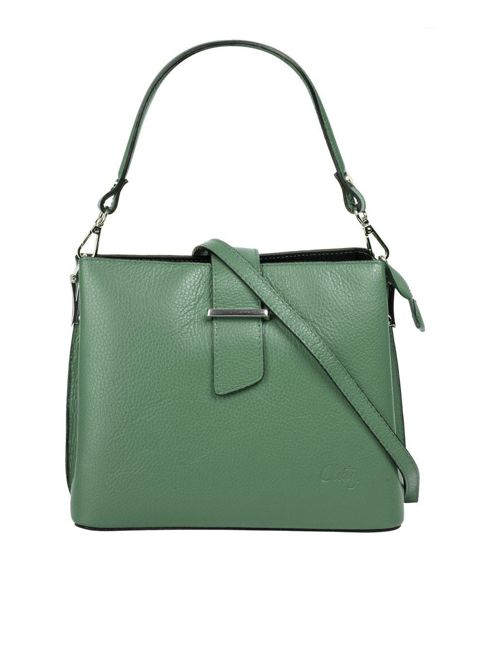 Cluty Handtasche Damen Leder, grün von CLUTY