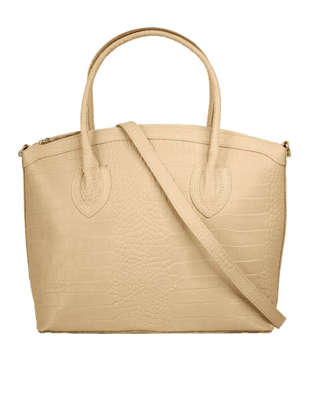 Cluty Handtasche Damen Leder gemustert, beige von CLUTY