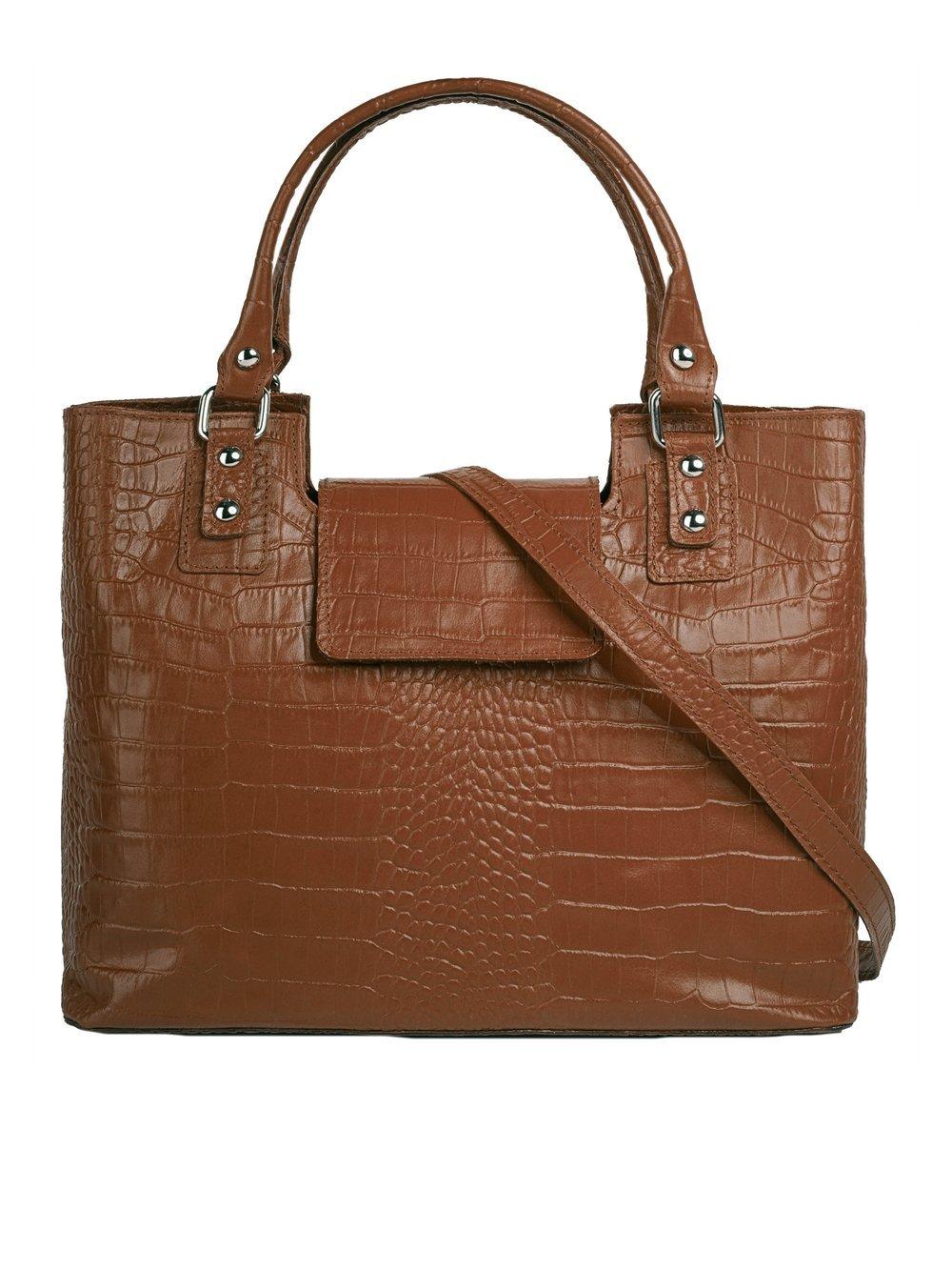 Cluty Handtasche Damen Leder gemustert, cognac von CLUTY