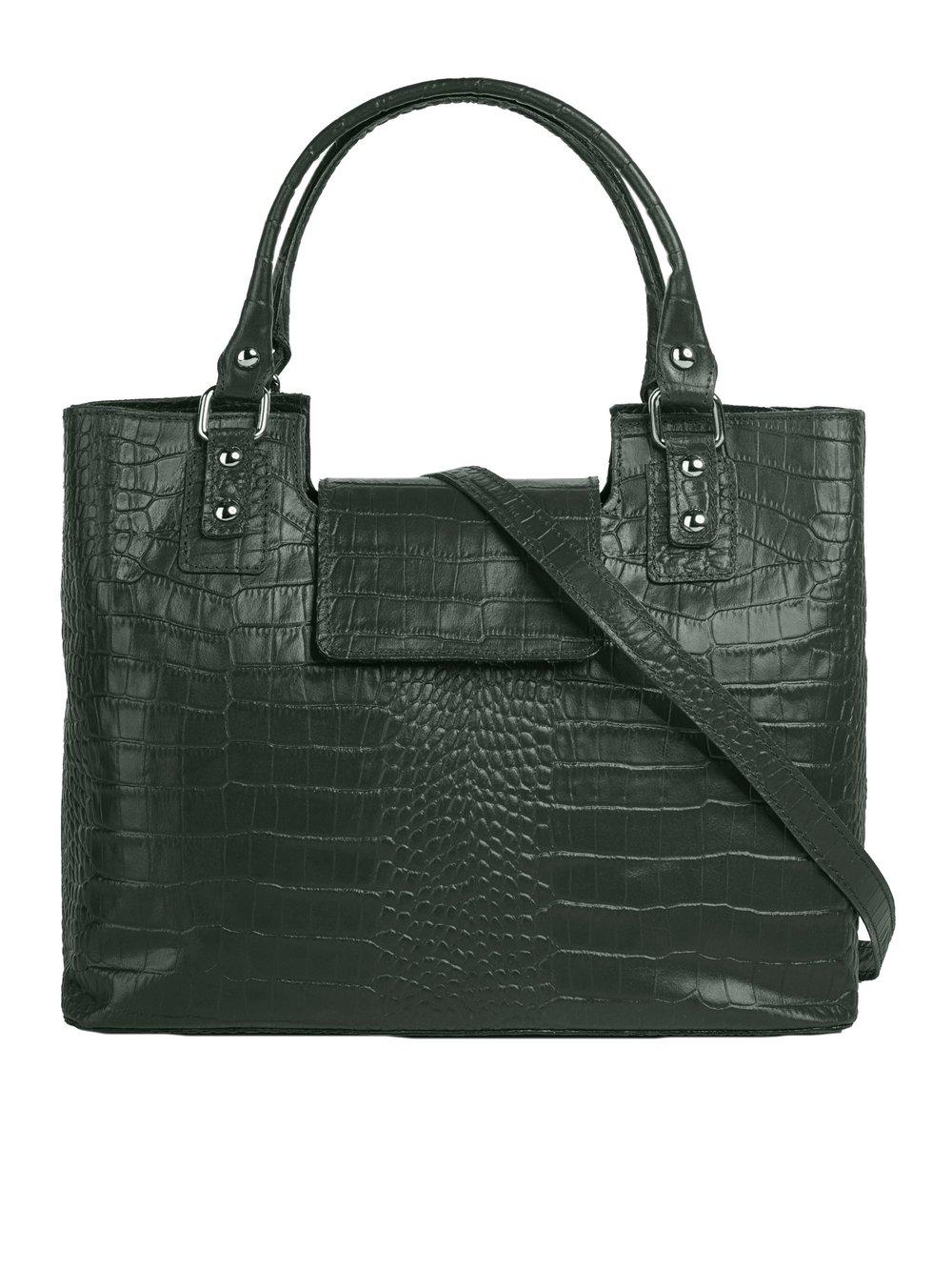 Cluty Handtasche Damen Leder gemustert, grün von CLUTY