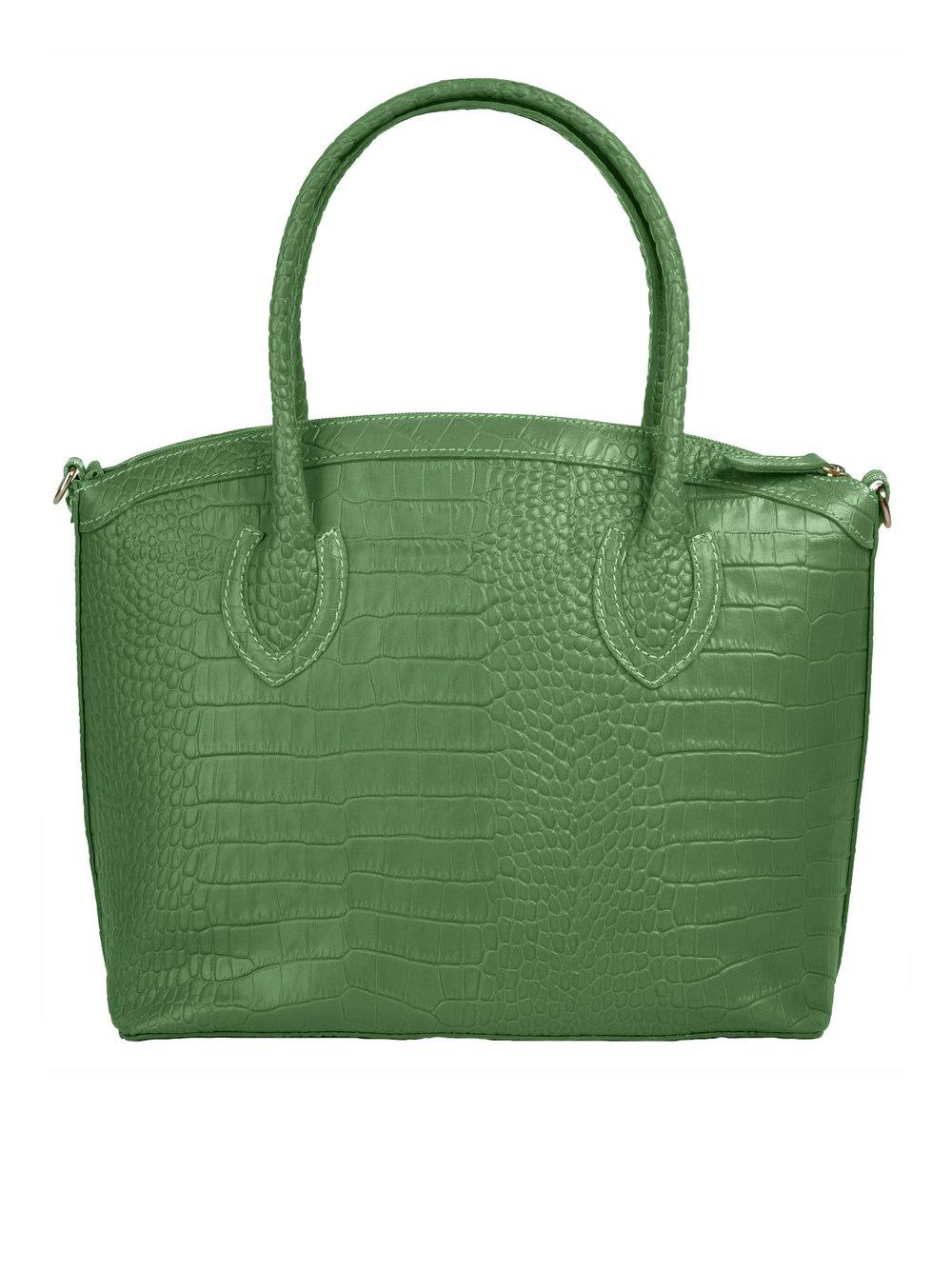 Cluty Handtasche Damen Leder gemustert, grün von CLUTY