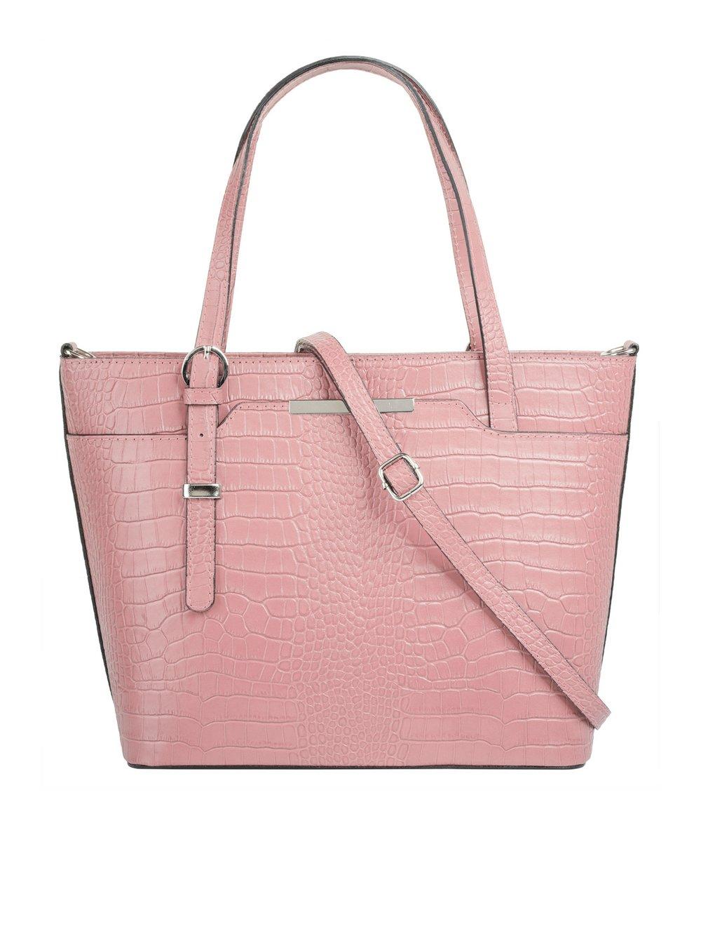 Cluty Handtasche Damen Leder gemustert, rosa von CLUTY