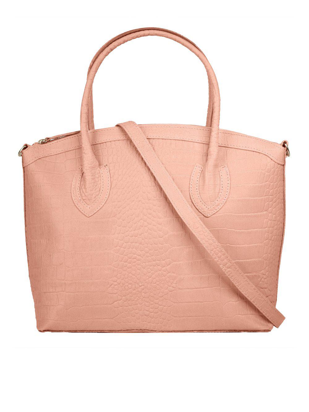 Cluty Handtasche Damen Leder gemustert, rosa von CLUTY