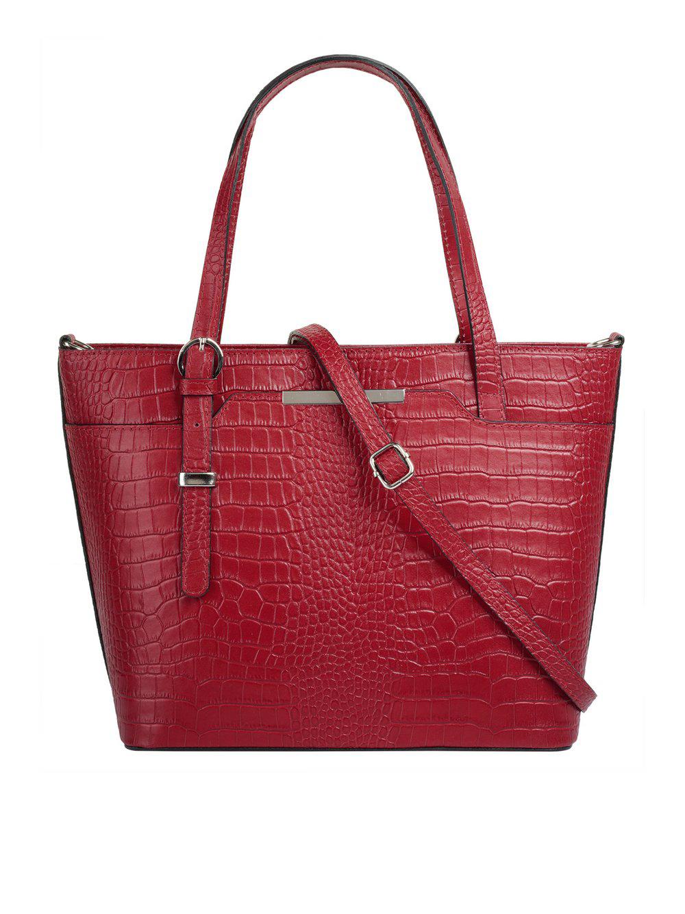 Cluty Handtasche Damen Leder gemustert, rot von CLUTY