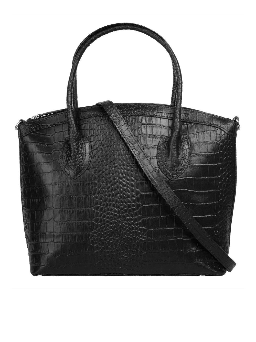 Cluty Handtasche Damen Leder gemustert, schwarz von CLUTY