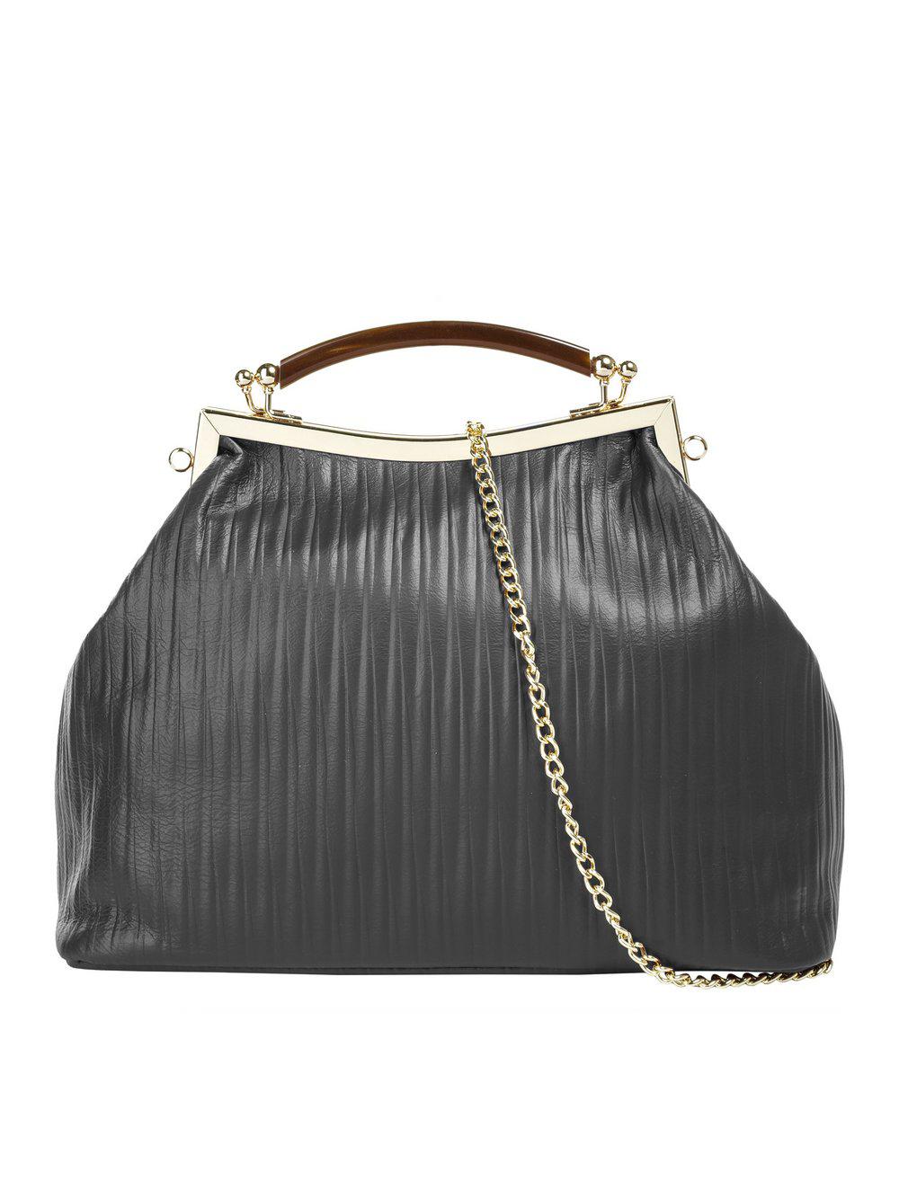 Cluty Handtasche Damen Leder gestreift, grau von CLUTY