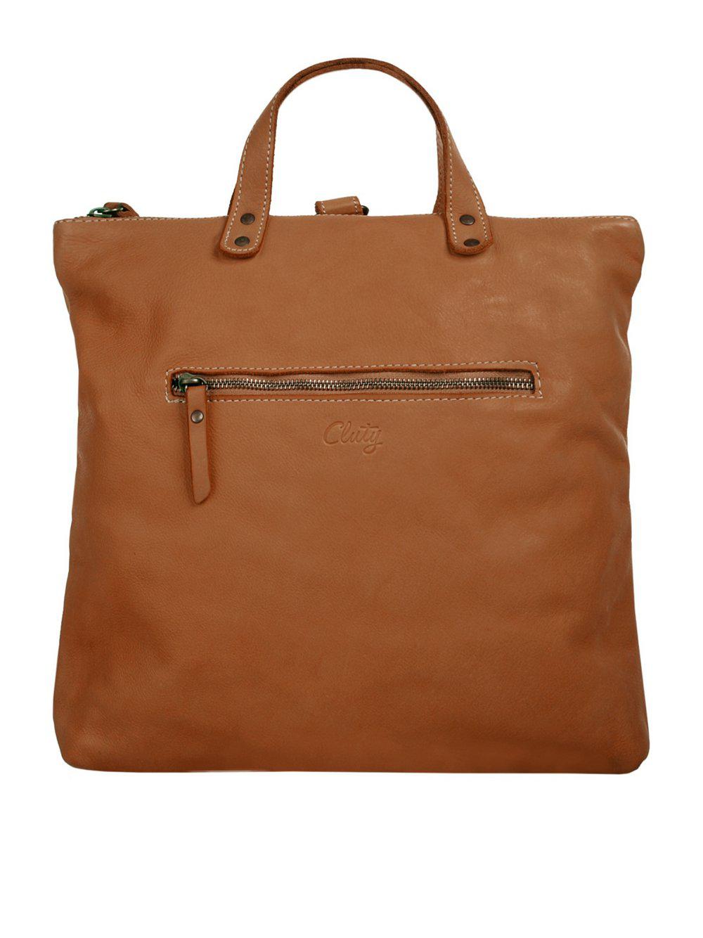 Cluty Umhängetasche Damen Leder, cognac von CLUTY