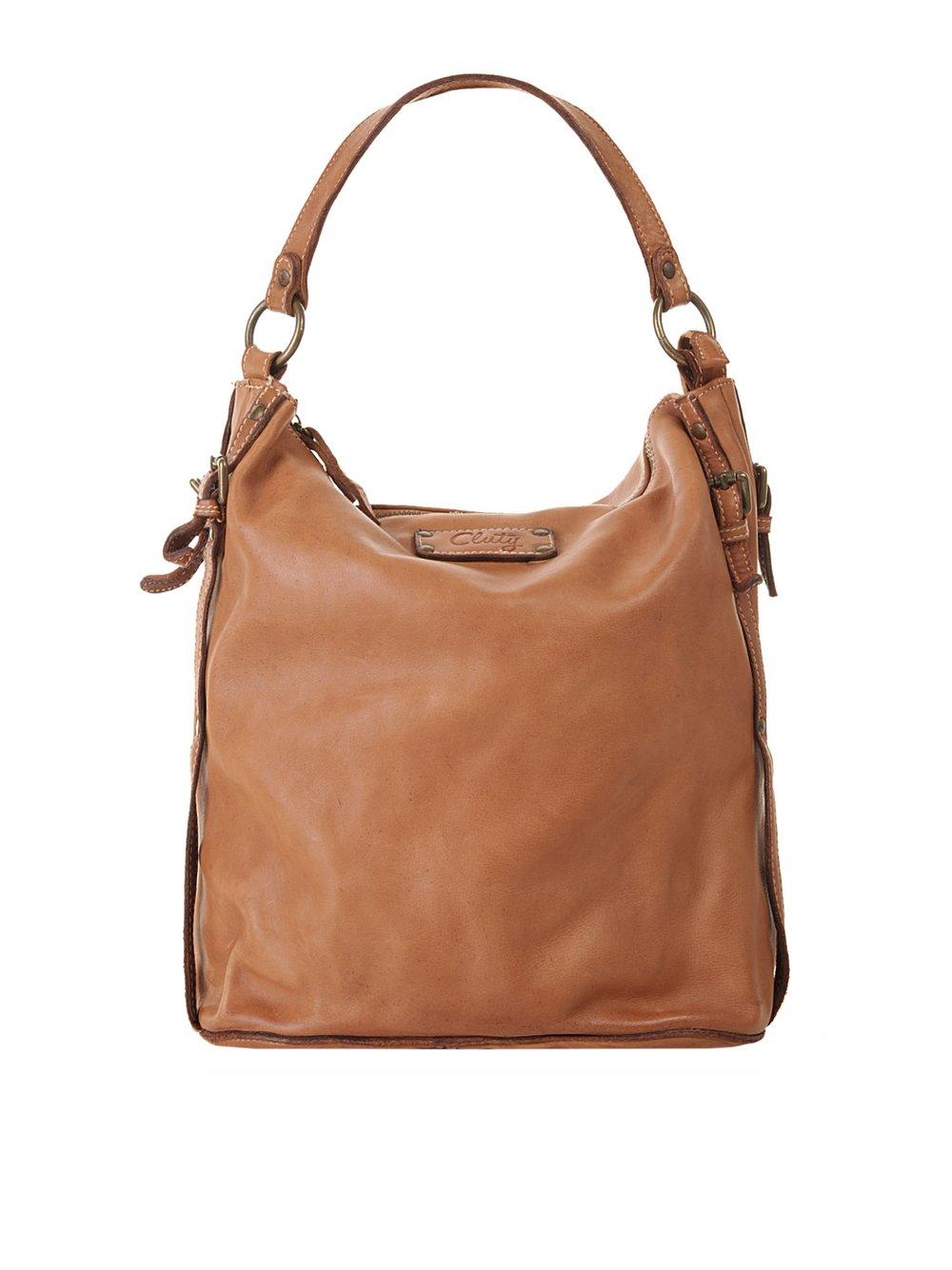 Cluty Umhängetasche Damen Leder, cognac von CLUTY