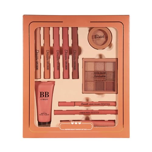 11-teiliges Make-up-Set für Frauen, komplettes Set, koreanisches Make-up-Set enthält Lippenstift, Lidschatten, Rouge, Bb, Creme, Mascara, Eyeliner, Augenbrauenstift, geeignet für Anfänger und von CLY AMS