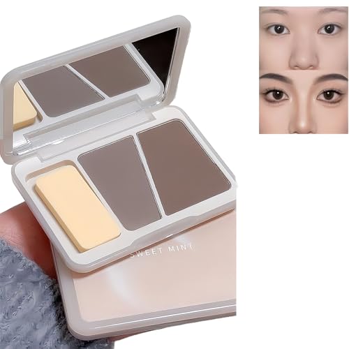 2-in-1 matte Konturpalette, Bronzer Contour Face Highlight Bronzer Puder-Palette, nicht fettend, dauerhaft funkelnd, formt das Gesicht, ultra-formende Nasenschatten, Lidschatten, Konturpalette (1 von CLY AMS