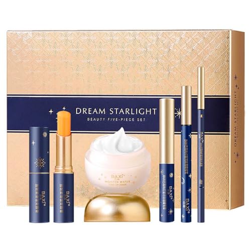 5pcs Foundation Full Coverage Makeup Mousse, Include Makeup Cream, Temperature Changing Lipstick, Eyeliner, Mascara, Double Ended Eyebrow Pencil, Moisturizing And Silky Makeup Set For Beginners von CLY AMS