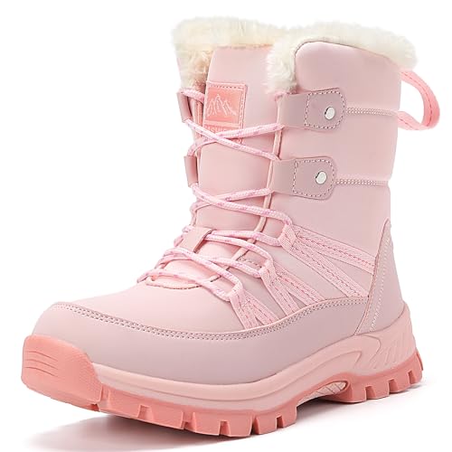 CLYCTIP Damen Schneestiefel Winterstiefel Warm Gefüttert Winterschuhe Wasserdicht Outdoor Trekking Wanderschuhe (Pink, Erwachsene, Damen, 40, Numerisch, EU Schuhgrößensystem, M) von CLYCTIP