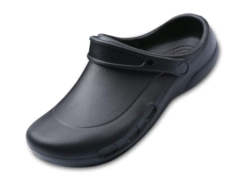 Herren Damen küchenschuhe rutschfest Arbeitsschuhe küche Clogs (Schwarz, Adult, Men, Numeric_40, Numeric_Range, eu_Footwear_Size_System, Numeric_41, medium) von CLYCTIP