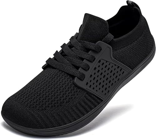 CLYCTIP Unisex Knit Barfußschuhe Breite Zehe Schuhe Minimalistische Barfuß-Sneaker mit Zero-Drop Sohle, Schwarz, 39 EU von CLYCTIP