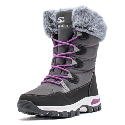 CLYCTIP Warm Gefüttert Winterschuhe Damen Schneestiefel Wasserdicht Outdoor Trekking Wanderschuhe Gr. 37-42 (Grau, Erwachsene, Damen, 41, Numerisch, EU Schuhgrößensystem, M) von CLYCTIP