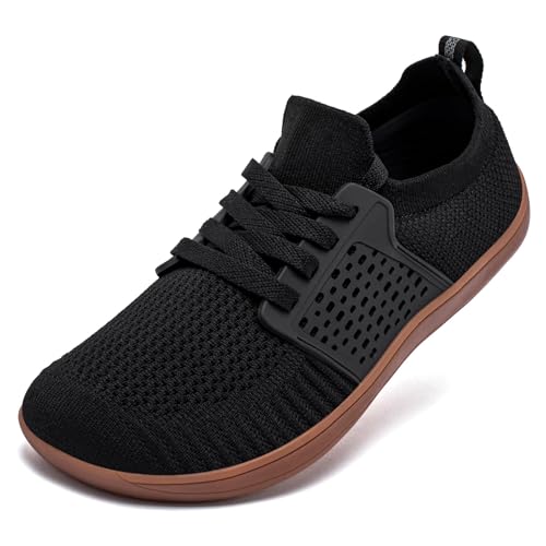 CLYCTIP Unisex Knit Barfußschuhe Breite Zehe Schuhe Minimalistische Barfuß-Sneaker mit Zero-Drop Sohle, Black Gum, 38EU von CLYCTIP