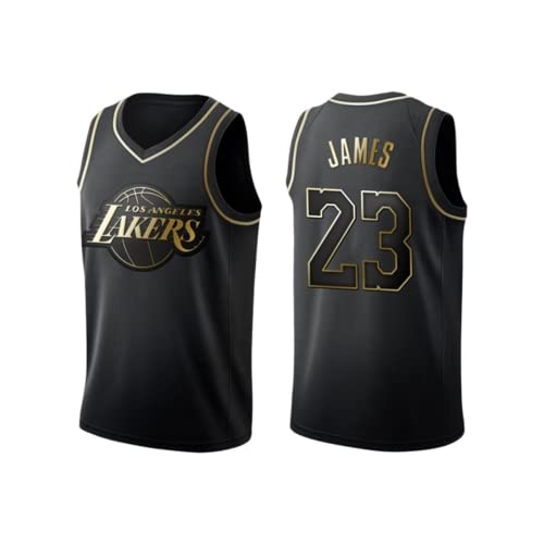 # 23 Schwarz Gold Basketball Jersey,Unisex Ärmellose Sport Weste Shirt,Schwarz,L von CLZWFZ