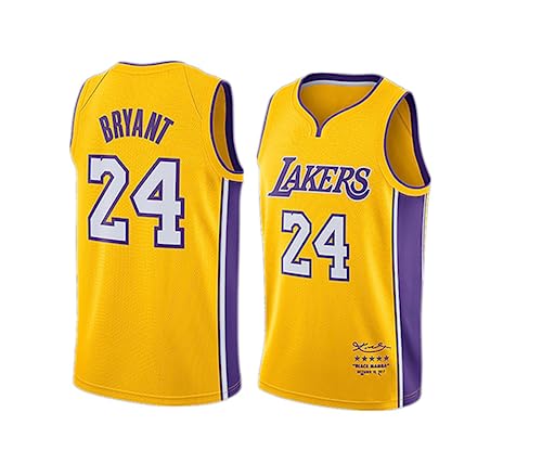 CLZWFZ Adult 12# 14# 23#23#24# 33# Basketball Jersey Unisex Ärmellose Basketball Tank Top Sport Futter T-Shirt Tank Top,24# Yellow,L von CLZWFZ