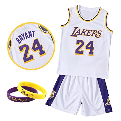 CLZWFZ Basketball Trikot Kit Kinder Fans Trikot Jungen Sportbekleidung Ärmellose Basketballweste Tops und Shorts Sport Set Sommer Trainingsanzug Geschenke für Jungen Grils,Weiß,M von CLZWFZ