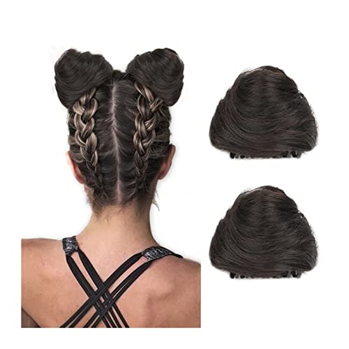 Bun Haarteile 2 Stück Donut-Chignon-Kunsthaarteile, Dutt-Verlängerung, Mini-Klauen-Clip in unordentlicher Haar-Dutt-Verlängerung, Perücke, Zubehör for Frauen und Mädchen, Katzenohren-Haar Echthaar Haa von CLoxks