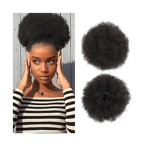 Bun Haarteile Afro Puff Kordelzug-Pferdeschwanz for Frauen, 8/10 Zoll synthetische Afro-Kinky-Curly-Haarknoten-Verlängerungs-Haarteile, Clip-in-Kordelzug-Pferdeschwanz-Haarteile Brötchen-Haarteil (Co von CLoxks