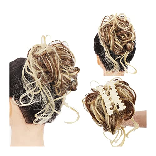 Bun Haarteile Erweiterung Messy Claw Clip Chignon Haarknoten Lockige Perücke Synthetische lockige gewellte Dutt Haarklammer in Dutt Messy Chignons Haarverlängerungen for Frauen Echthaar Haarteil Haarg von CLoxks