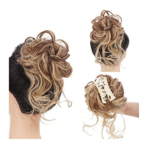 Bun Haarteile Erweiterung Messy Claw Clip Chignon Haarknoten Lockige Perücke Synthetische lockige gewellte Dutt Haarklammer in Dutt Messy Chignons Haarverlängerungen for Frauen Echthaar Haarteil Haarg von CLoxks