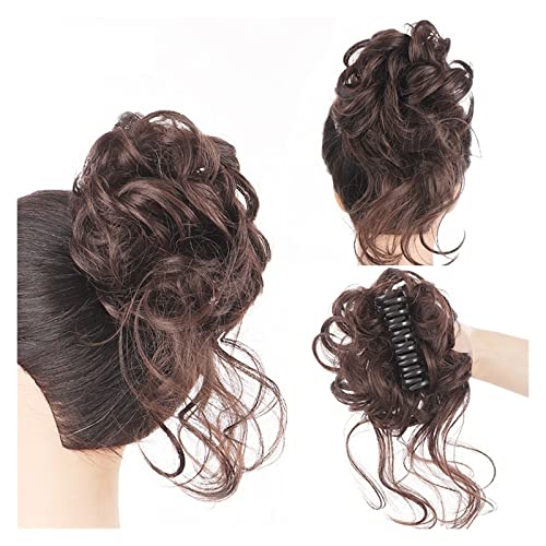 Bun Haarteile Erweiterung Messy Claw Clip Chignon Haarknoten Lockige Perücke Synthetische lockige gewellte Dutt Haarklammer in Dutt Messy Chignons Haarverlängerungen for Frauen Echthaar Haarteil Haarg von CLoxks