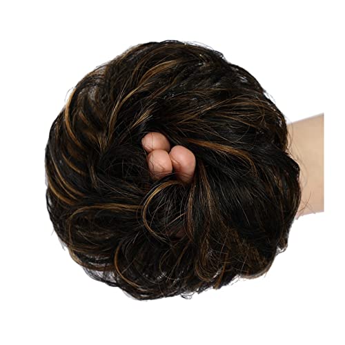 Bun Haarteile Lockige, gewellte, unordentliche Remy-Echthaarverlängerungen, Chignon, for Frauen, brasilianisches Echthaar, unordentliche Dutt-Chignon-Verlängerung, flauschige Dutt-Haargummi-Verlängeru von CLoxks