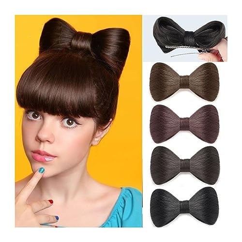 Bun Haarteile Synthetische Schleife Haarknoten Klaue Chignon Haarknoten Gerade Hochsteckfrisur Haarteil Süße Schleife Haarverlängerungen Clip-in Haarknotenverlängerungen for Frauen Mädchen Echthaar Ha von CLoxks