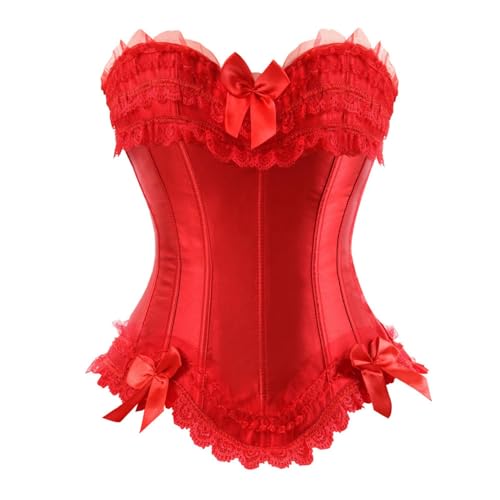 CLoxks Bustier Korsett Damen Mädchen Former Im Spitzenstil Mit Seitlichem Reißverschluss S Rot von CLoxks