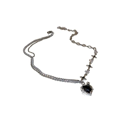 CLoxks Halsketten Anhänger Mode Herz Wasser Tropfen Anhänger Halskette Frauen Schwarz Kristall Süße Kette Ästhetischen Schmuck Halsketten von CLoxks