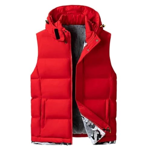CLoxks Weste Vest Herren Jacke Ärmellose Weste Winter Mann Warme Weste Kapuzen Mäntel Herren Wind Jacke Thermo Westen Kleidung 6XL Rot von CLoxks