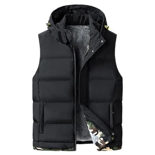 CLoxks Weste Vest Herren Jacke Ärmellose Weste Winter Mann Warme Weste Kapuzen Mäntel Herren Wind Jacke Thermo Westen Kleidung M Schwarz von CLoxks